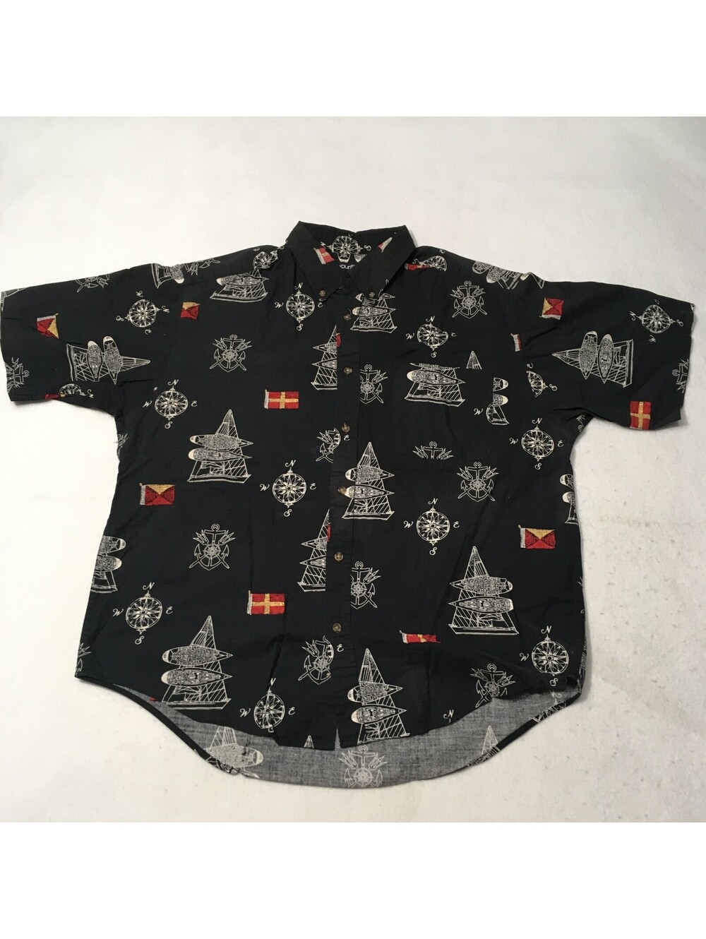 Puritan Mens XL Tropical Hawaiian Aloha Beach Shirt SAILING BOAT NAUTICAL
